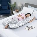 Wakefit Pregnancy Pillow | 6 Months Warranty | 100% Cotton J-Shape Maternity Pillow for Pregnant Mothers, Pillow for Pregnant Women with Breathable & No Heat Fabric | Paisley