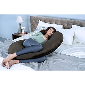 wakefit pregnancy pillow  6 months warranty  velvet c-shape maternity pillow for pregnant mothers pillow for pregnant women  charcoal grey