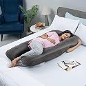 Wakefit Pregnancy Pillow | 6 Months Warranty | Velvet C-Shape Maternity Pillow for Pregnant Mothers, Pillow for Pregnant Women | Charcoal Grey
