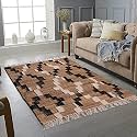 Wakefit Puzzle Pyramid Wool+Jute Rug (Natural Brown, 61x137 cm)