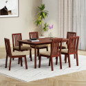 Wakefit Solid Wood 6 Seater Dining Set (Finish Color -Golden Brown, Knock Down)