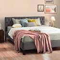 Wakefit Bed | King (78 X 72) Solid Wood Bed, Upholstered, Without Storage, 3 Year Warranty - Solis - Velvet Stone