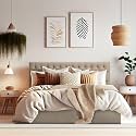 Wakefit Bed | King (78 X 72) Solid Wood Bed, Upholstered, with Storage, 3 Year Warranty - Solis - Velvet Tuscan Tan