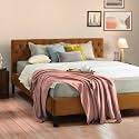 Wakefit Bed | King (78 X 72) Solid Wood Bed, Upholstered, Without Storage, 3 Year Warranty - Solis - Velvet Amber