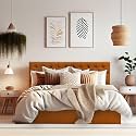 Wakefit Bed | Queen (78 X 60) Solid Wood Bed, Upholstered, with Storage, 3 Year Warranty - Solis - Velvet Amber