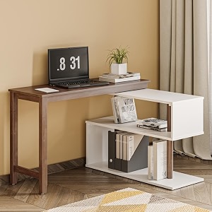 wakefit study table  3 years warranty  computer table office table for home amp office work desk  solid wood  propus - golden brown