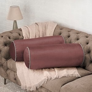 wakefit super soft bolster pillow  set of 2  25x10 inch  hollow fiber filling amp premium textured upholstery fabric  machine washable pillow  for bed sofa amp diwan  rose brown