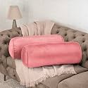 Wakefit Super Soft Bolster Pillow | Set of 2 | 25x10 Inch | Hollow Fiber Filling &amp; Premium Velvet Fabric | Machine Washable Pillow | for Bed, Sofa &amp; Diwan | Pink