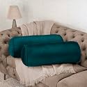 Wakefit Super Soft Bolster Pillow | Set of 2 | 25x10 Inch | Hollow Fiber Filling &amp; Premium Velvet Fabric | Machine Washable Pillow | for Bed, Sofa &amp; Diwan | Green