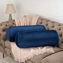 Wakefit Super Soft Bolster Pillow | Set of 2 | 25x10 Inch | Hollow Fiber Filling &amp; Premium Velvet Fabric | Machine Washable Pillow | for Bed, Sofa &amp; Diwan | Blue