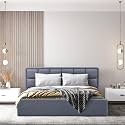 Wakefit Bed | Queen (78 X 60) Solid Wood Bed, Upholstered, with Storage, 3 Year Warranty - Surma - Omega Blue