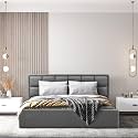Wakefit Bed | Queen (78 X 60) Solid Wood Bed, Upholstered, with Storage, 3 Year Warranty - Surma - Omega Grey