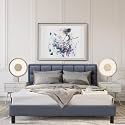 Wakefit Bed | Queen (78 X 60) Solid Wood Bed, Upholstered, Without Storage, 3 Year Warranty - Surma - Omega Blue