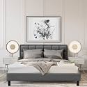 Wakefit Bed | Queen (78 X 60) Solid Wood Bed, Upholstered, Without Storage, 3 Year Warranty - Surma - Omega Grey