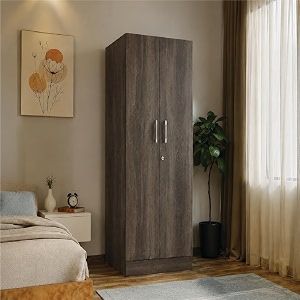 wakefit wardrobe  1 year warranty  engineered wood almirah cupboard for clothes storage  2 door  twill - napa oak