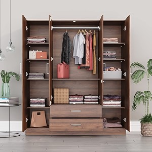 wakefit wardrobe for bedroom  1 yr warranty  cupboard for bedroom almirah wooden wardrobe multi-shelves storage with drawer hanger amp mirror density680750 kgmfree installationorganza - cw