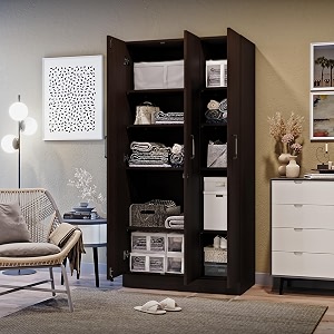 wakefit wardrobe for bedroom  1 yr warranty  cupboard for bedroom almirah wooden wardrobe multi-shelves storage density680750 kgm free installation from brand twill - wenge