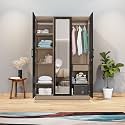 Wakefit Wardrobe | 1 Year Warranty | Engineered Wood Almirah, Cupboard for Clothes Storage | 3 Door, Mirror, 6 Shelves, 1 Drawer, 1 Hanging Space | Cashmere Plus - Frappe-Wyoming Maple
