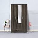 Wakefit Wardrobe | 1 Year Warranty | Engineered Wood Almirah, Cupboard for Clothes Storage | 3 Door, Mirror, 1 Drawer, 2 Hanging Space | Cashmere - Napa Oak