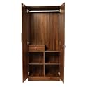 Wakefit Wardrobe | 1 Year Warranty | Engineered Wood Almirah, Cupboard for Clothes Storage | 2 Door, Drawer | Tartan - Columbian Walnut