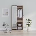 Wakefit Wardrobe | 1 Year Warranty | Engineered Wood Almirah, Cupboard for Clothes Storage | 2 Door, Mirror, 2 Shelves, Drawer, 1 Hanging Space | Cashmere Plus - Frappe-Wyoming Maple