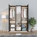 Wakefit Wardrobe | 1 Year Warranty | Engineered Wood Almirah, Cupboard for Clothes Storage | 3 Door, Mirror, 4 Shelves, 2 Drawers, 2 Hanging Space | Cashmere Plus - Frappe-Wyoming Maple