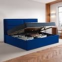 Wakefit Bed | King (78 X 72) Solid Wood Bed, Upholstered, with Storage, 3 Year Warranty - Zewail - Velvet Blue