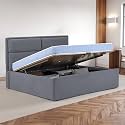 Wakefit Bed | Queen (78 X 60) Solid Wood Bed, Upholstered, with Storage, 3 Year Warranty - Zewail - Velvet Space Grey