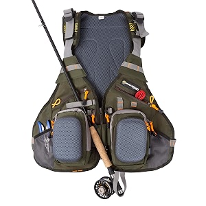 wakeman outdoors 16 pocket fishing vest  lightweight adjustable nylon and eva foam tackle organizer jacket for lake stream and pond fishing