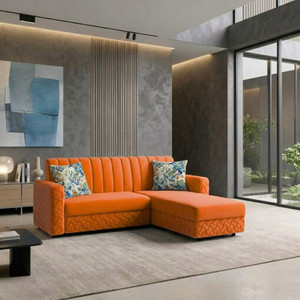 wakesure premium quality l shape rhs velvet fabric 5 seater  sofa