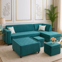 WAKESURE Premium Quality RHS Velvet Fabric 3 + 2 + 2 + 1 Sofa Set (Aqua Blue, DIY(Do-It-Yourself))