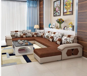 wakesure premium quality u-shaped sectional sofa with ottoman for living room velvet fabric 9 seater  sofa