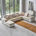 WAKESURE Premium Quality U-Shaped Sectional Sofa with Ottoman for Living Room Velvet Fabric 9 Seater  Sofa