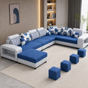 WAKESURE Premium Quality U-Shaped Sectional Sofa with Ottoman for Living Room Velvet Fabric 9 Seater  Sofa