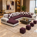 WAKESURE Premium Quality U-Shaped Sectional Sofa with Ottoman for Living Room Velvet Fabric 9 Seater  Sofa