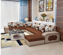 WAKESURE Premium Quality U-Shaped Sectional Sofa with Ottoman for Living Room Velvet Fabric 9 Seater  Sofa