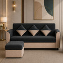 WAKESURE Premium Quality Velvet Fabric 3 + 1 Sofa Set