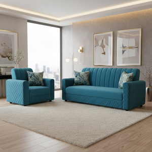 WAKESURE Premium Quality Velvet Fabric 4 Seater