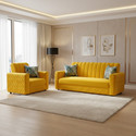 WAKESURE Premium Quality Velvet Fabric 4 Seater  Sofa