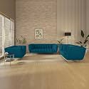 Wakeup India Mushy Premium Fabric Sofa Set | 5- to 6-Person Sofa | Pocket Spring Cushion | Padded Cushioned Armrest | Metal Leg with Golden Polish (Peacock Blue, Seating-3+2+1) | 3 Years Warranty