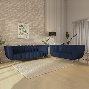 wakeup india  mushy premium fabric sofa set5- to 6-person sofa sofapadded cushioned armrest  metal leg with golden polish berry blueseating-32  3 years warranty