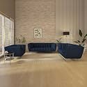 Wakeup India Sofa | Mushy Premium Fabric Sofa Set | 6 Seater Sofa | Pocket Spring Cushion | Padded Cushioned Armrest | Metal Leg with Golden Polish (Berry Blue, Seating-3+2+1) | 3 Years Warranty