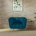 Wakeup India Mushy Premium Fabric Sofa Set | 1 Seater Sofa | Pocket Spring Cushion | Padded Cushioned Armrest | Metal Leg with Golden Polish (Peacock Blue, Seating-1) | 3 Years Warranty