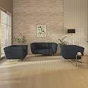 Wakeup India Sofa | Mushy Premium Fabric Sofa Set | 4 Seater Sofa | Pocket Spring Cushion | Padded Cushioned Armrest | Metal Leg with Golden Polish (Dark Grey, Seating-2+1+1) | 3 Years Warranty
