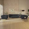 Wakeup India Sofa | Mushy Premium Fabric Sofa Set | 5 Seater Sofa | Pocket Spring Cushion | Padded Cushioned Armrest | Metal Leg with Golden Polish (Dark Grey, Seating-3+1+1) | 3 Years Warranty