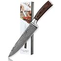 Wakoli EDIB Damascus Chef Knife, 7.9-Inch VG10 Core Blade, Pakkawood Handle