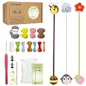 WaldyWop Crochet Kit for Beginners: 3 Animal Bookmarks Craft Kit,Women Gift