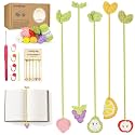 WaldyWop Crochet Kit for Beginners, 5 PCS Fruit Bookmarks Crochet Kits