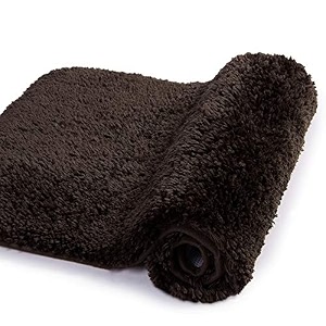 walensee bath rug for bathroom non slip bathroom mat 20 x 32 brown water absorbent soft microfiber shaggy bathroom rug machine washable bath mat for bathroom thick plush shower mat