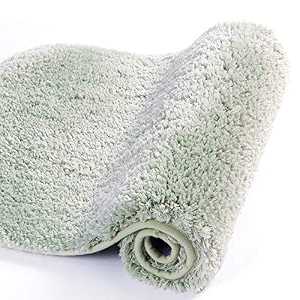 walensee bath rug for bathroom non slip bathroom mat 20 x 32 pale green water absorbent soft microfiber shaggy bathroom rug machine washable bath mat for bathroom thick plush shower mat
